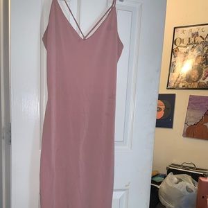 Pink criss cross back midi dress